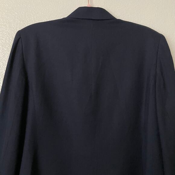 Talbots Blazer Womens Size 12 Navy Blue Linen Blend Military Double Breasted - Picture 8 of 11